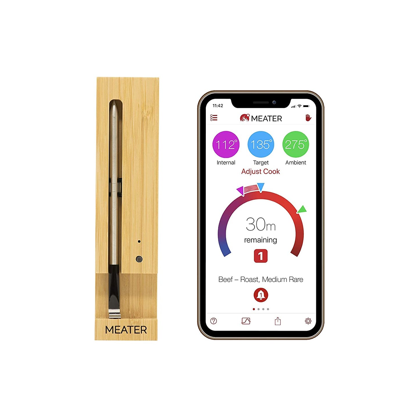 Original : Wireless Digital Smart Meat Thermometer | for Oven, BBQ, Grill, Kitchen | Ios & Android App | Apple Watch, Alexa Compatible | Dishwasher Safe