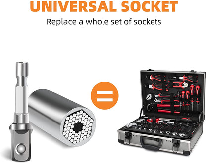 Professional Title: "Versatile Socket Tool Set with Power Drill Adapter - Universal Socket Grip Gadgets 1/4'' - 3/4'' (7-19mm) - Ideal Father's Day/Christmas Gifts for Men and Dad"