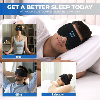 Sleep Headphones, Bluetooth Sleep Mask with Headphones 3D Sleep Eye Mask for Men & Women, Wireless Sleeping Headphones for Side Sleepers Travel Insomnia Relaxation Meditation Yoga