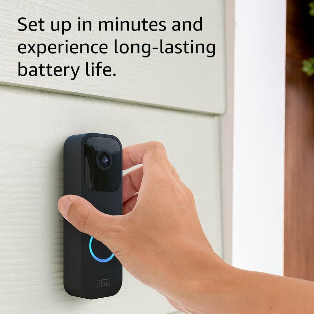 Smart Video Doorbell with Two-Way Audio, High-Definition Video, Motion Detection, App Notifications, Alexa Compatibility - Wired or Wire-Free (Black)