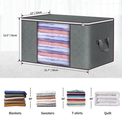 Professional Title: ```Set of 6 Foldable Clothes Storage Bags with Durable Handles - Thick Fabric Closet Organizers for Clothing, Comforters, Blankets, and Bedding```