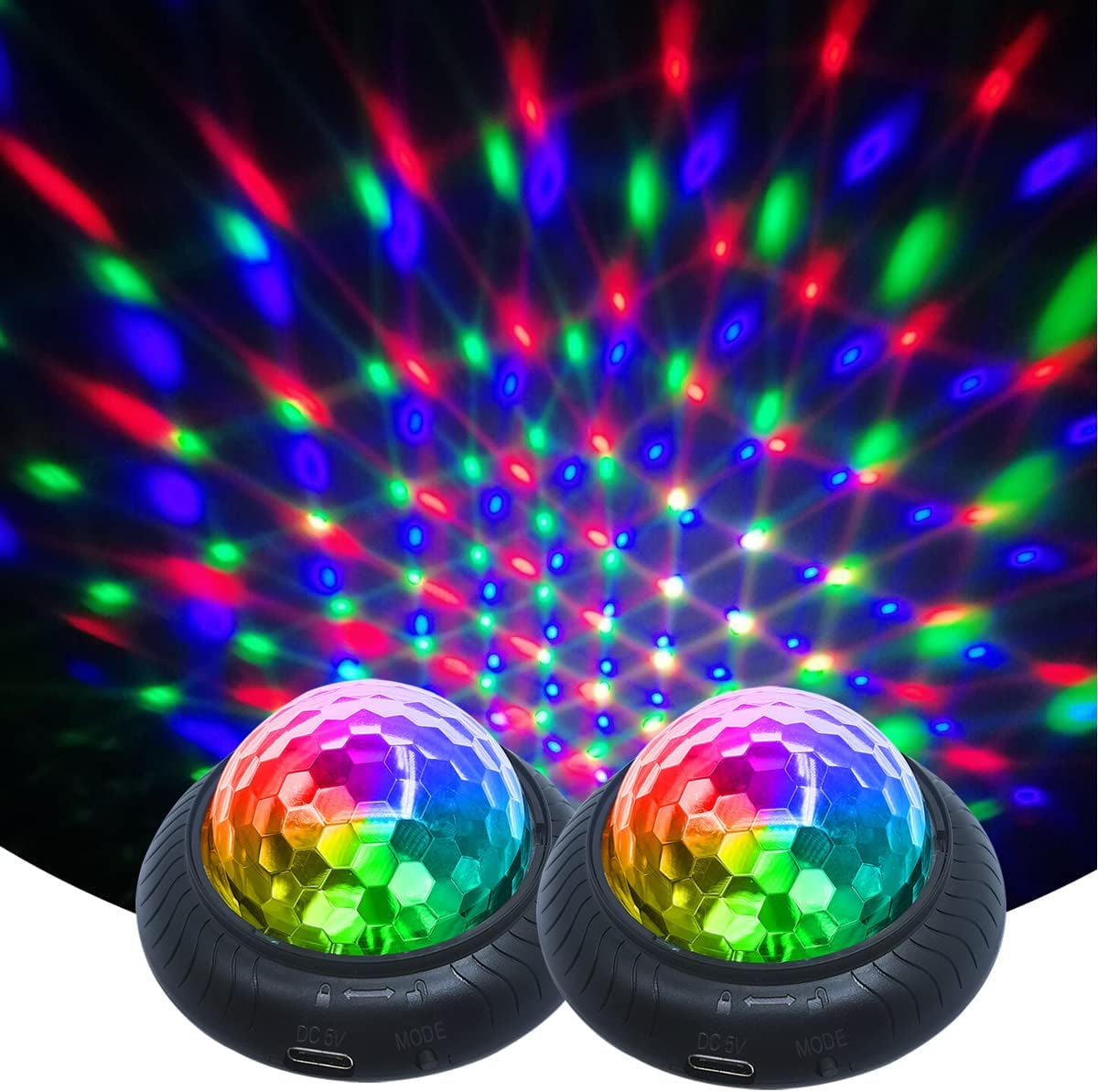 Professional title: " 2-in-1 Disco Party Light Night Light with Music Sound Activation, Multicolor Disco Ball, Rechargeable Battery Operation"