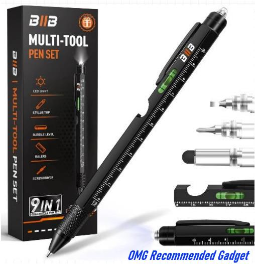 "Versatile 9-in-1 Multitool Pen: Thoughtful Gifts for Men, Ideal Stocking Stuffers for Adults, Perfect Christmas Presents for Men Who Possess Everything, Dad Gifts for Him, Mens Gifts for Grandpa, Husband, and Gadgets for Men"