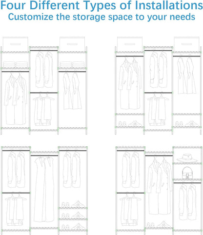 Portable Closet Wardrobe Heavy Duty Clothes Rack/ Heavy Duty Wardrobe/Garment Rack, 5-Tier Freestanding Clothes Rack with Shelves,