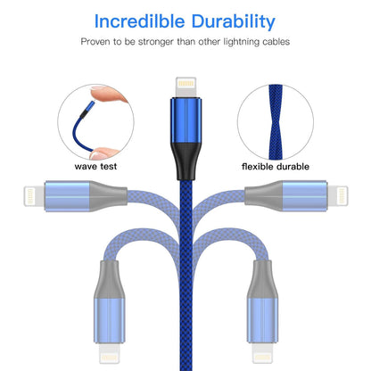 Lightning Charger Cable for iPhone, 3 Pack  Nylon Braided