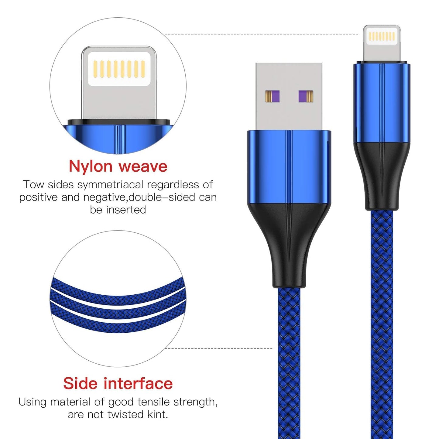 Lightning Charger Cable for iPhone, 3 Pack  Nylon Braided