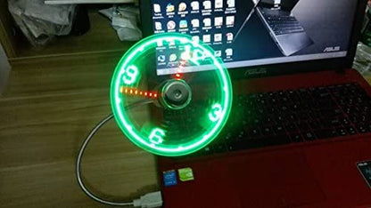 LED USB Clock Fan with Real Time Display Function. Stocking filler for Men, Christmas Gadgets.