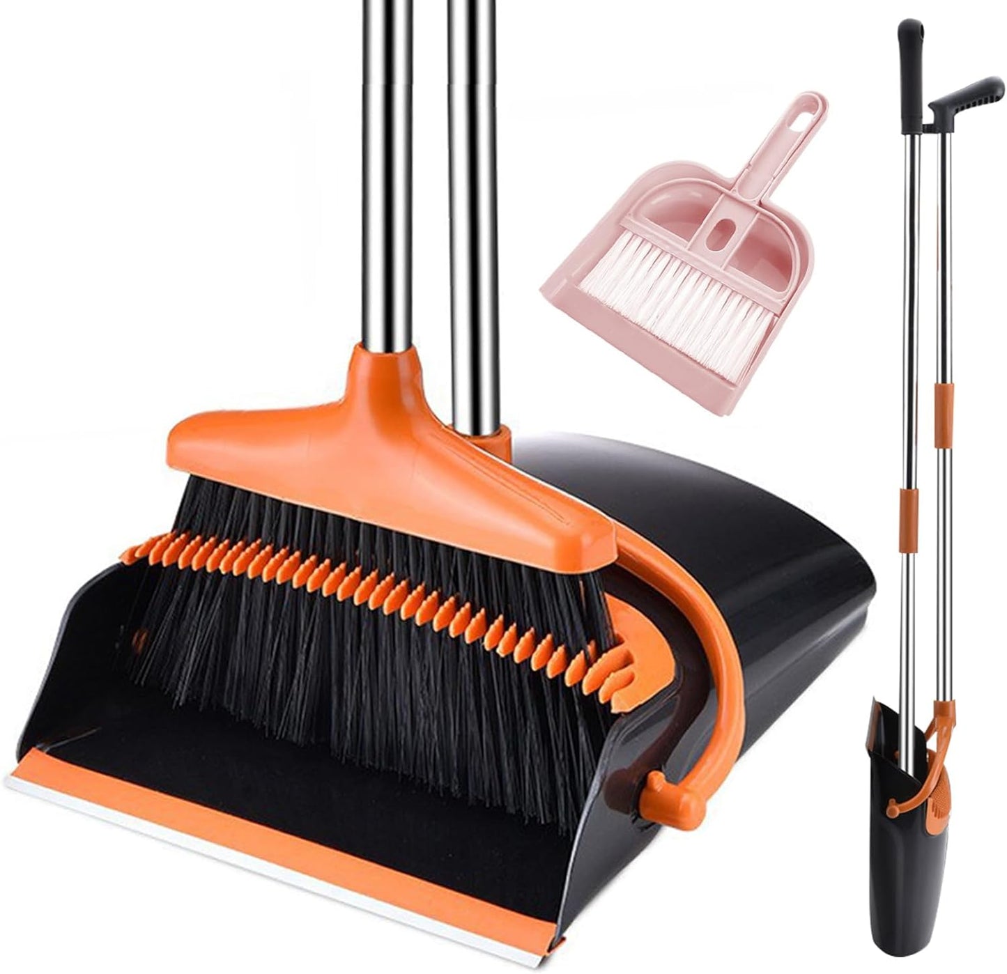 Long Handled Broom and Dustpan Set for Efficient Cleaning in Home, No need to bend down, Disabled Aid Helps with Back Pain.