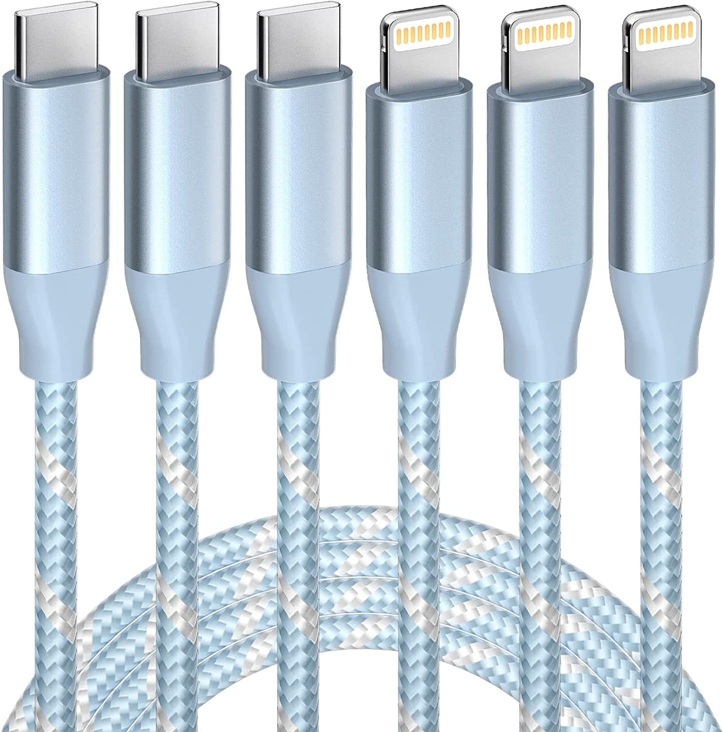 3 Lightning Cables to USB C, 6FT (182cm) Fast Charger for iPhone 14/13/12/11 Pro Max/XR/XS/8