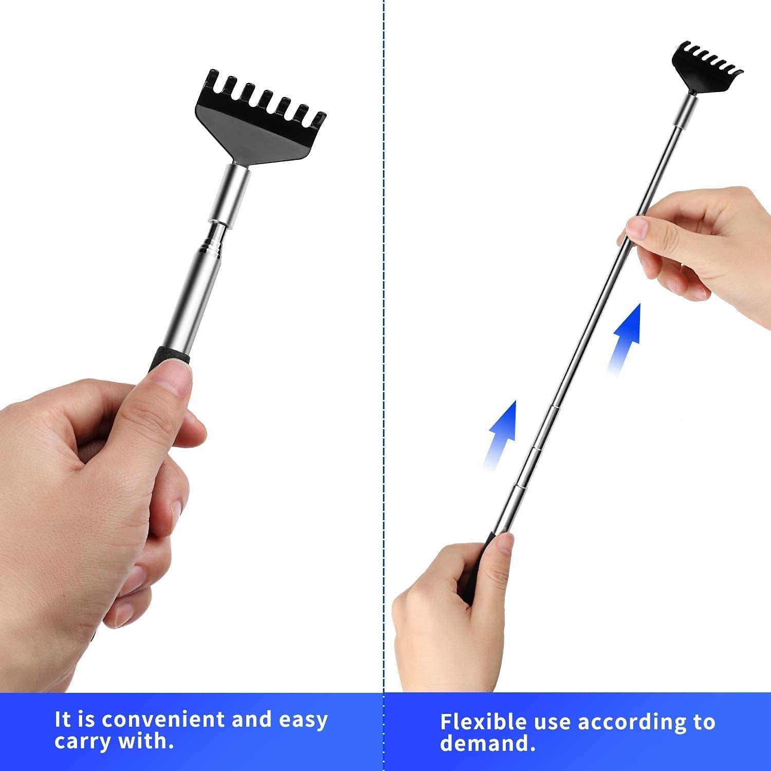 2 Pack Portable Extendable Back Scratcher,  Stainless Steel Telescoping Back Scratcher.