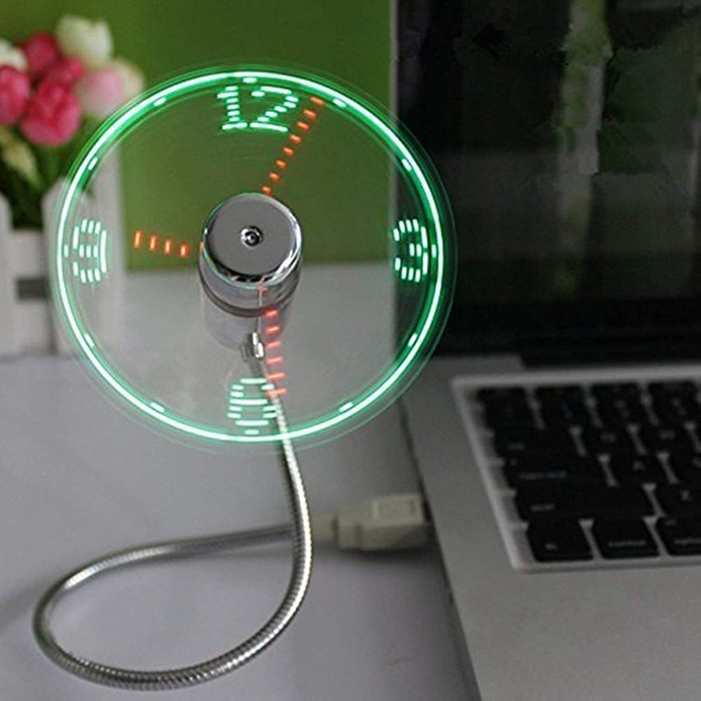 LED USB Clock Fan with Real Time Display Function. Stocking filler for Men, Christmas Gadgets.