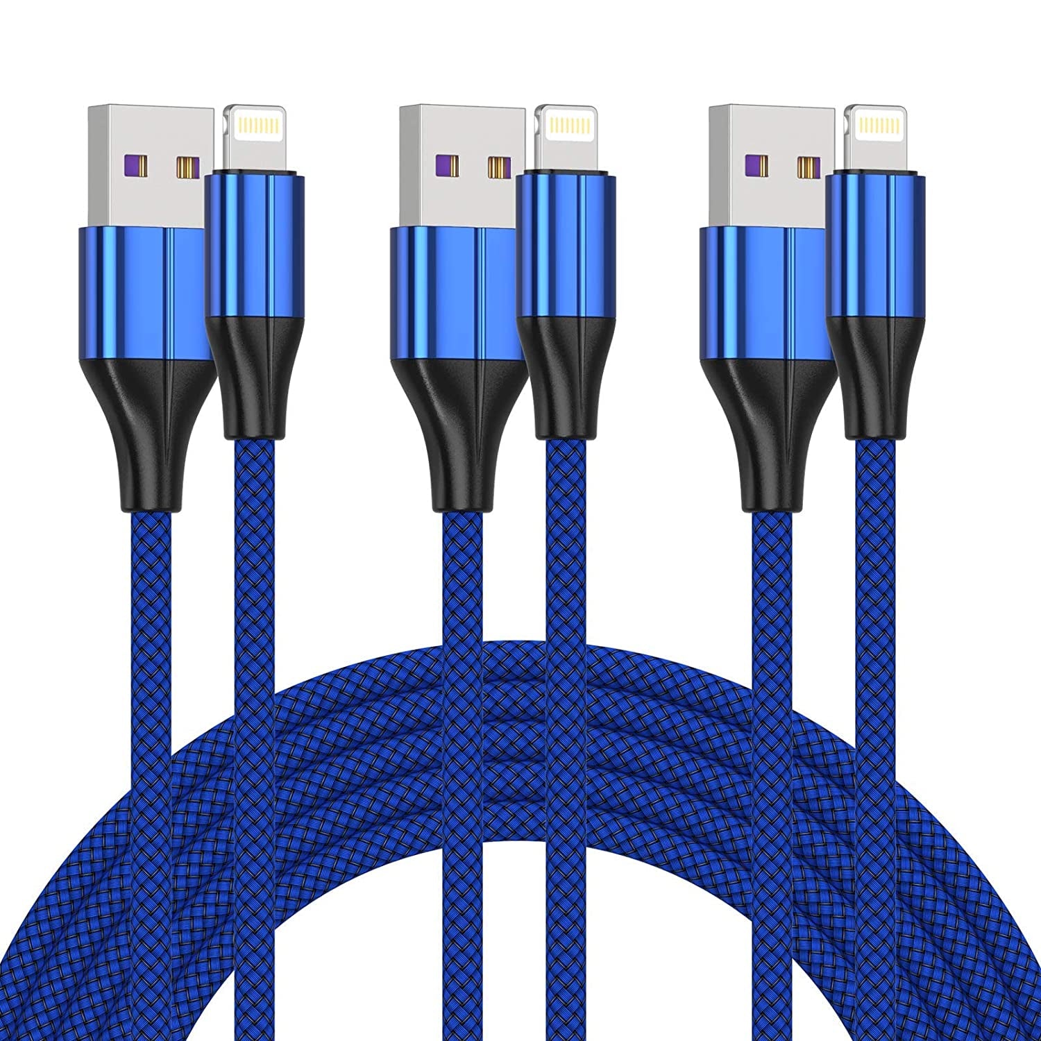 Lightning Charger Cable for iPhone, 3 Pack  Nylon Braided