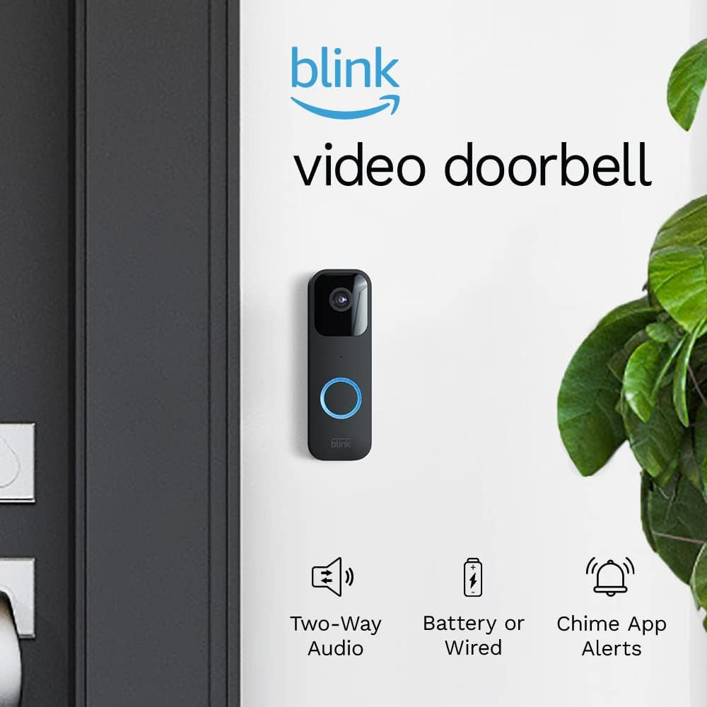 Smart Video Doorbell with Two-Way Audio, High-Definition Video, Motion Detection, App Notifications, Alexa Compatibility - Wired or Wire-Free (Black)