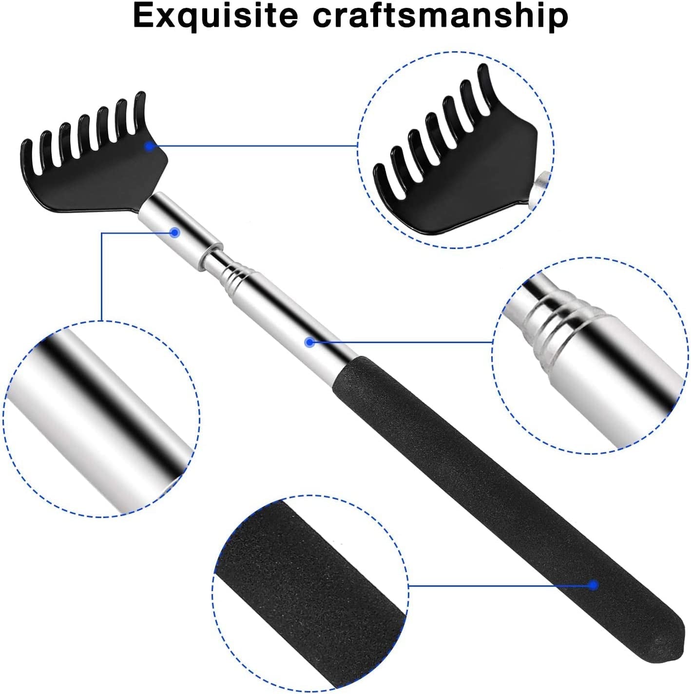 2 Pack Portable Extendable Back Scratcher,  Stainless Steel Telescoping Back Scratcher.